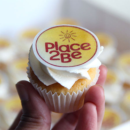 Corporate edible logo mini cupcakes